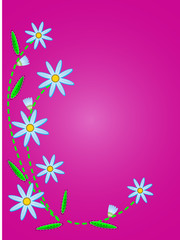 Vector Quilted Blue Cornflowers on Pink Copy Space