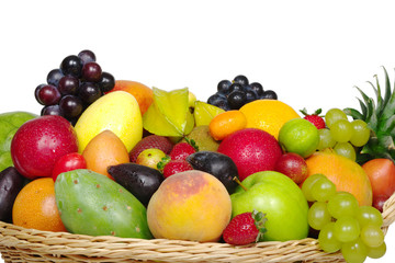 Variety of Exotic Fruits in a Basket (Close-Up)