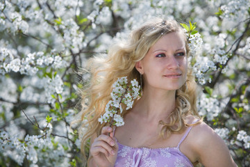 Smiling woman at spring