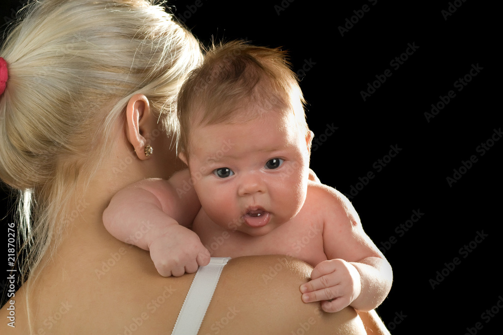 Wall mural Infant and mother