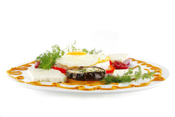 fried egg served on white plate