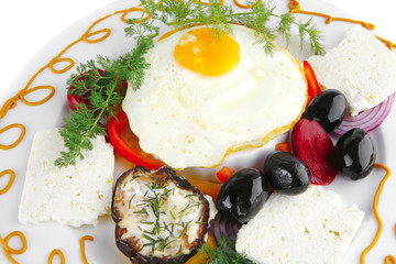 fried egg on white plate