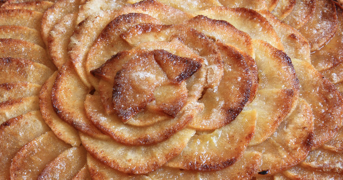 d&eacute;tail sur tarte aux pommes glac&eacute;e au sucre