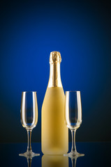 Champagne against color gradient background