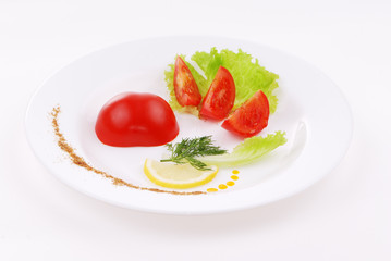 Some vegetables on a white plate