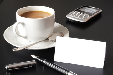 cup of coffee and paper copyspace