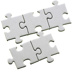 pièces vierges de puzzle, fond blanc