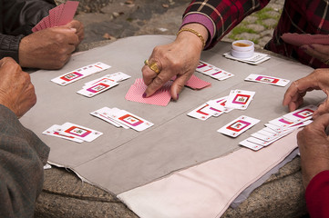 Fototapeta premium Joueurs de cartes de Mahjong à shanghai - China