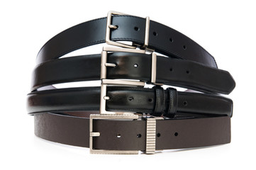 Leather belt isolated on the white background