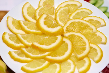 Slices of lemon on a plate