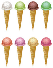 vector colorful icecream cones
