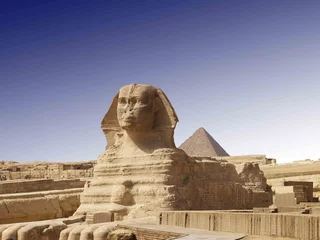 Tableaux ronds sur aluminium brossé Egypte spinx de gizeh - Pyramide de Kairo