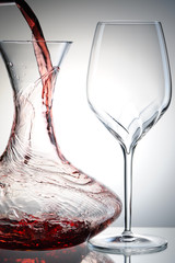 Pouring wine into decanter