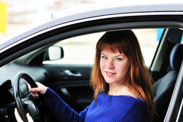 Teen driver in car