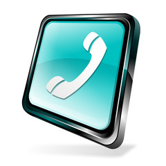 Blue 3d call us icon