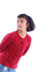 girl looking behind