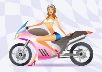 Foto op Plexiglas vector image of sexy biker girl  - vector illustration © Stoyan Haytov