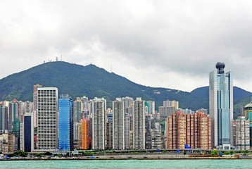 Fototapeta premium China, Hong Kong waterfront buildings