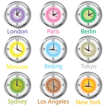 Colored clocks with timezone