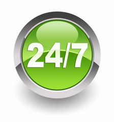 ''24/7 customer service'' glossy icon