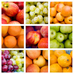 Fototapeta na wymiar collage świeżych owoców