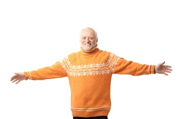 Portrait of happy senior man arms outstretched - Powered by Adobe