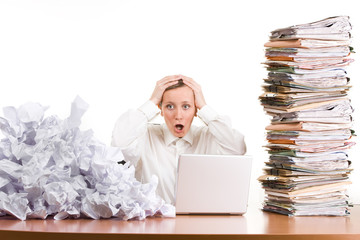 Woman stressed at work