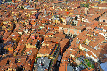 Fototapeta na wymiar Italy, Bologna aerial view from Asinelli tower.