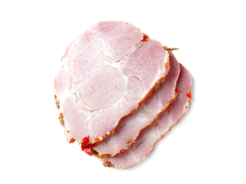 slices of ham isolated
