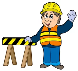 Washable wall murals For kids Cartoon construction worker