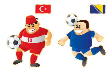 Obraz premium Football macots Turkey Bosnia