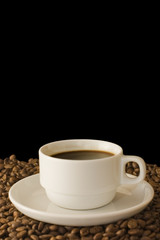 Cup from coffee on coffee grains