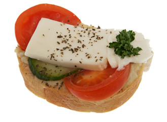 belegtes Brötchen mit Mozzarella