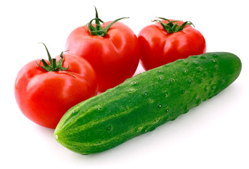 Tomatoes and cucumbers