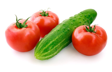 Fototapeta na wymiar Tomatoes and cucumbers