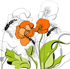 Papier Peint photo autocollant Fleurs abstraites Fond décoratif avec des fleurs colorées