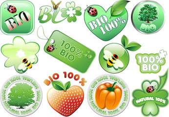 Bio Eco Loghi Marchi e Etichette-12 Elementi
