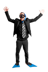 Businessman with a scuba mask