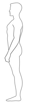 Full length profile of a standing naked man