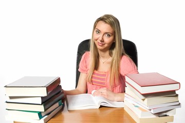 Girl student reading a book 2