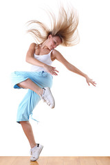 woman modern ballet dancer in ballroom