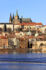 The View on Prague's gothic Castle above River Vltava