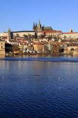 The View on Prague's gothic Castle above River Vltava