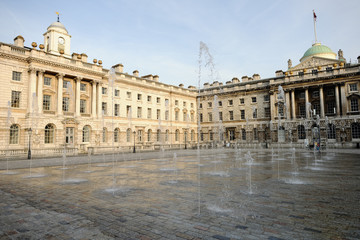 Fountain in courtyard of Somerset House, London, England, UK