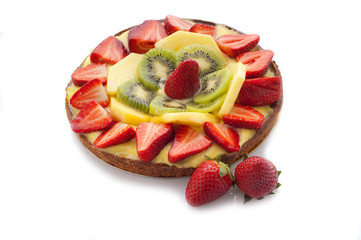 slice fruit cake on white