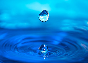 Water splash with round drop macro