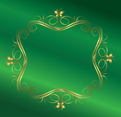 green frame with gold ornaments.Vector