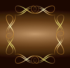 brown frame with gold ornaments.Vector