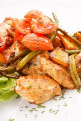 Chicken and roasted vegetable salad