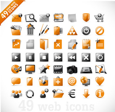 new set of 49 most popular icons on the web 2 / orange